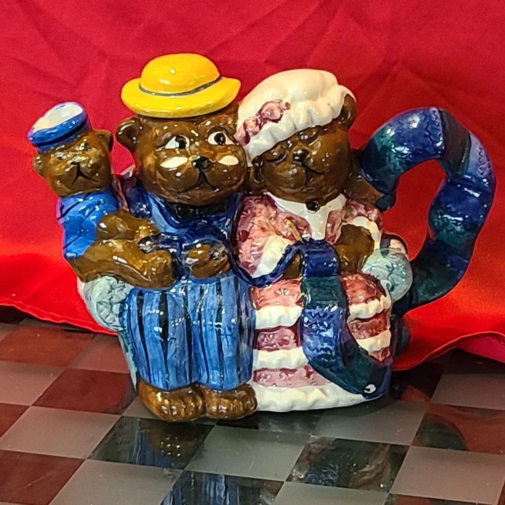 Glazed Ceramic Three Bears Teapot